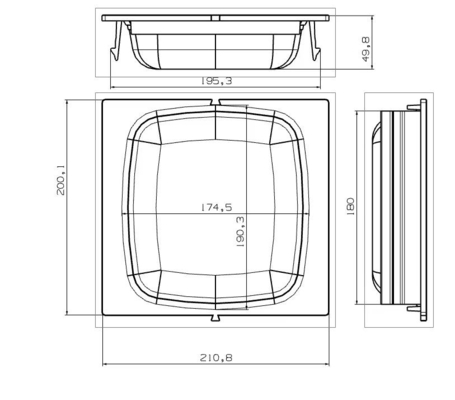 210.8*200.1*49.8mm Square Basket Pocket For Benier Overhead Proofer